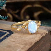 Luxury Nature-Inspired Oval-Cut - Designer Moonstone Engagement Ring